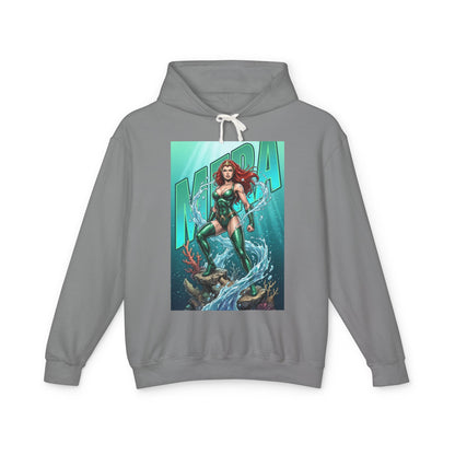 Mera Hoodie | DC Superhero Hoodie | Ocean-Born Warrior Pullover - gray unisex hoodie featuring bold Mera artwork with aquatic design