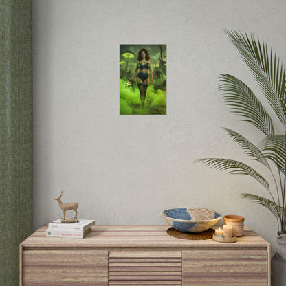 Fallout Toxic Beauty Poster / Fallout Toxic Wall Art / Fallout Toxic Art Print / Fallout Poster - woman amid glowing toxic green wasteland