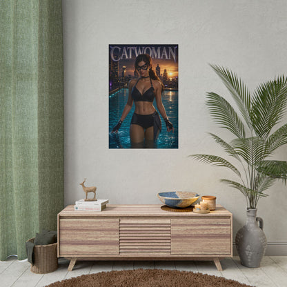Comic Wall Art Catwoman Poster Heroine Room Decor Collectible Character Print