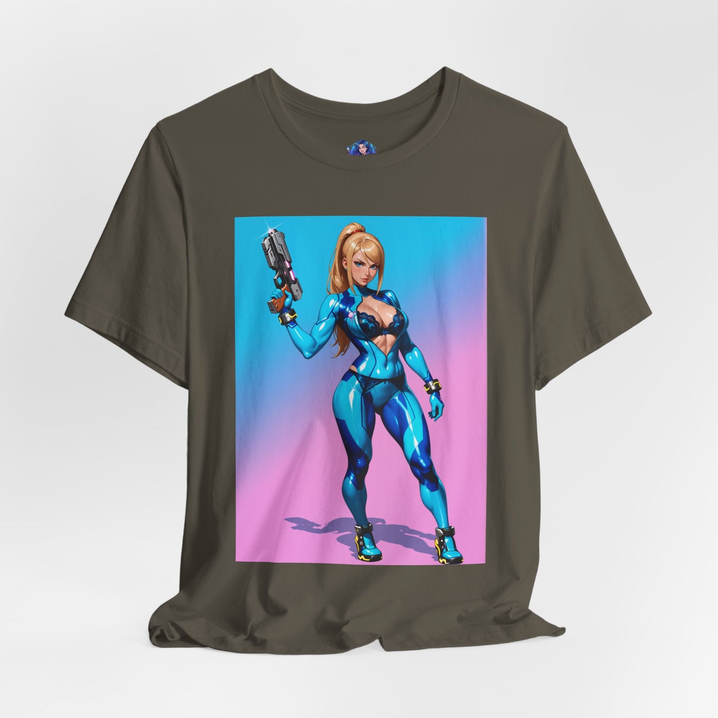 Samus Aran Grafik-T-Shirt | Sci-Fi-Kopfgeldjäger-T-Shirt für Gamer | Anime-Kriegerinnen-Shirt
