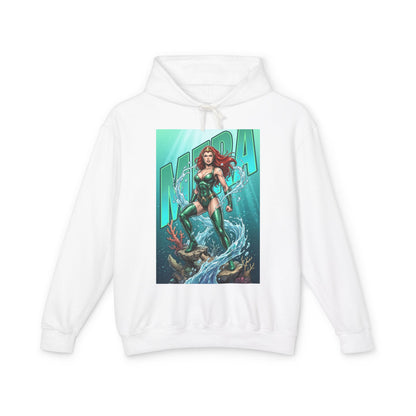 Mera Hoodie | DC Superhero Hoodie | Ocean-Born Warrior Pullover white hoodie with illustrated Mera graphic, aquatic design, soft cotton streetwear