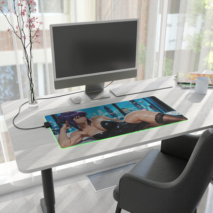 Motoko Kusanagi Desk Mat – LED RGB Pad, Cyber Waifu Anime Girl Setup
