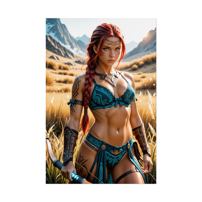 Героїчний настінний художній плакат | Принт Aloy для спальні або обстановки у фентезійному геймерському стилі