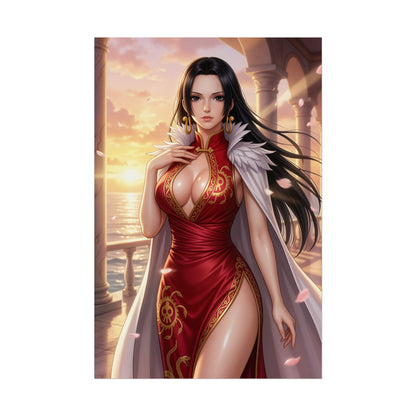 Boa Hancock One Piece Poster Anime Pirate Empress Woman Wall Art Black Hair Girl Print Fantasy Character Gaming Room Decor Gift