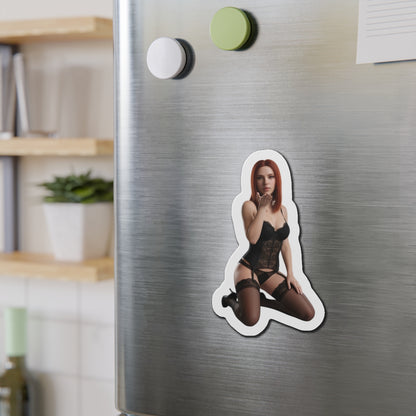 Black Widow Magnet – Marvel Heroine Fridge Magnet, Anime Style Decor vinyl die-cut fridge magnet showing confident anime-style Black Widow in high-resolution print