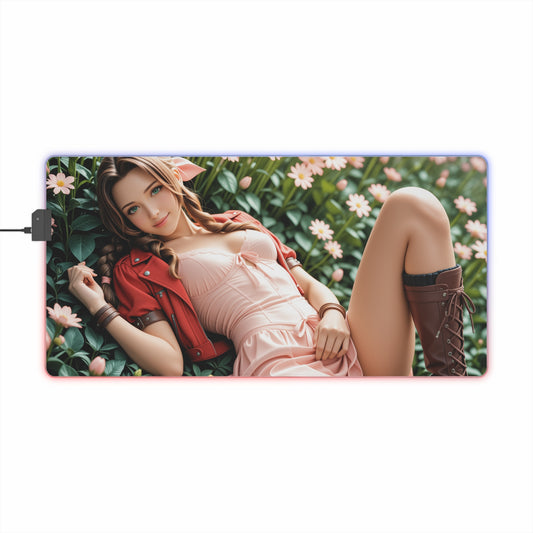 Aerith Desk Mat – LED RGB Pad, Gentle Waifu Anime Girl Gaming Setup