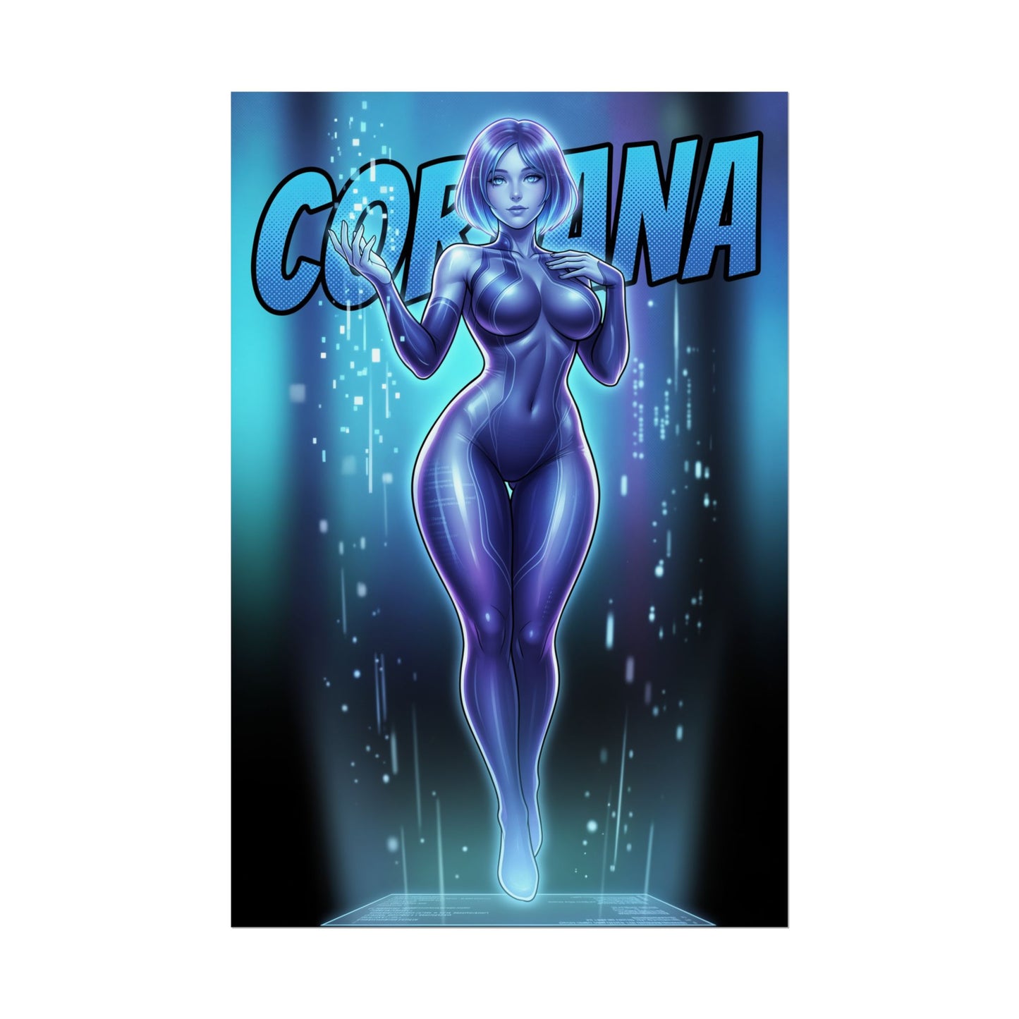 Cortana Art Print, Halo Poster, Futuristic AI Woman Wall Art, Sci Fi Decor, Gaming Setup Wall Art, Gamer Gift