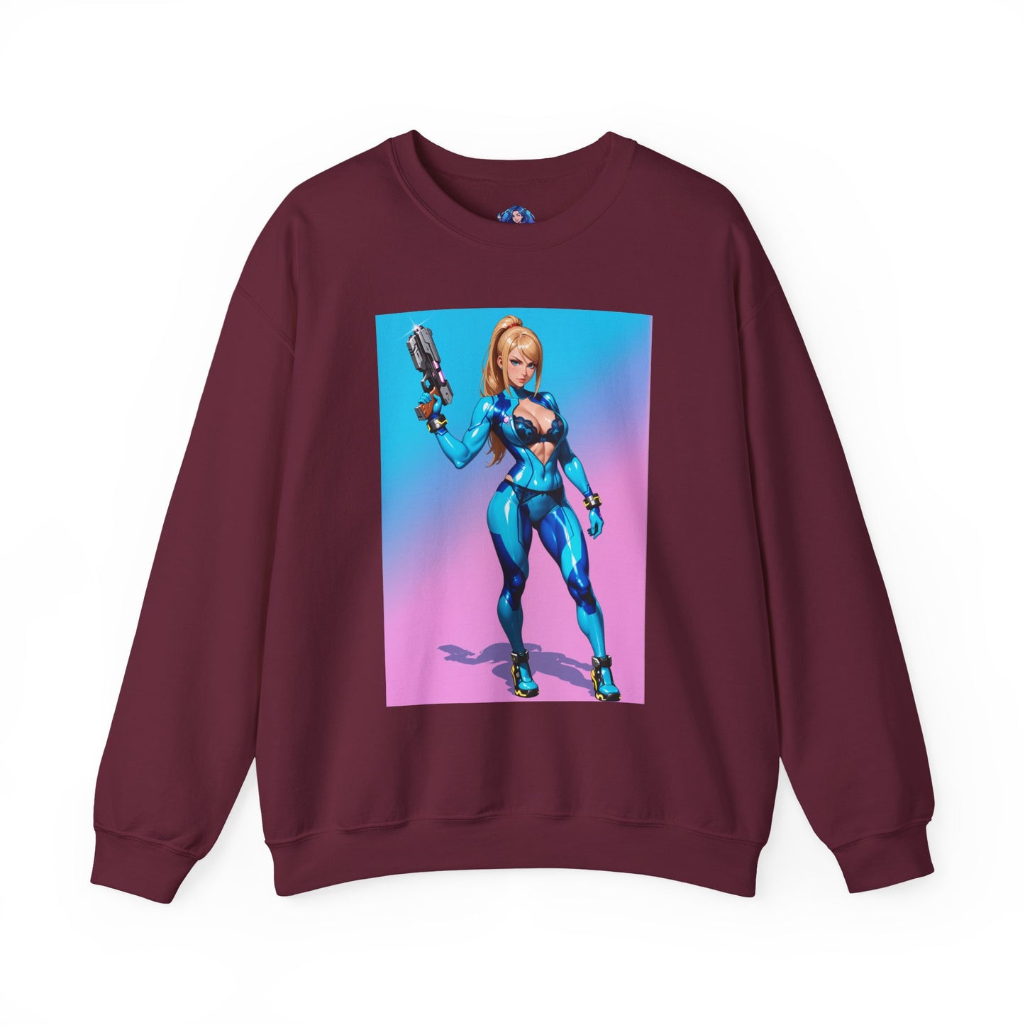 Samus Aran Sweatshirt, Power Suit Rundhalsausschnitt, Premium Sci-Fi Gaming Streetwear