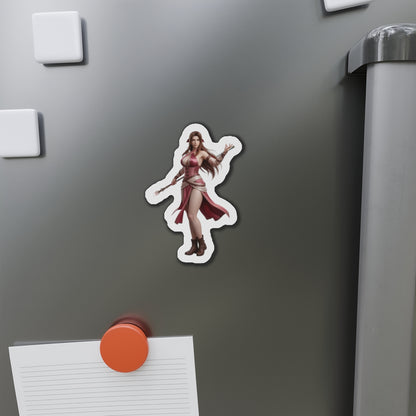 Aerith Magnet – Final Fantasy VII Fridge Magnet, Anime Heroine Decor die-cut vinyl magnet on fridge showing elegant anime-style Aerith artwork