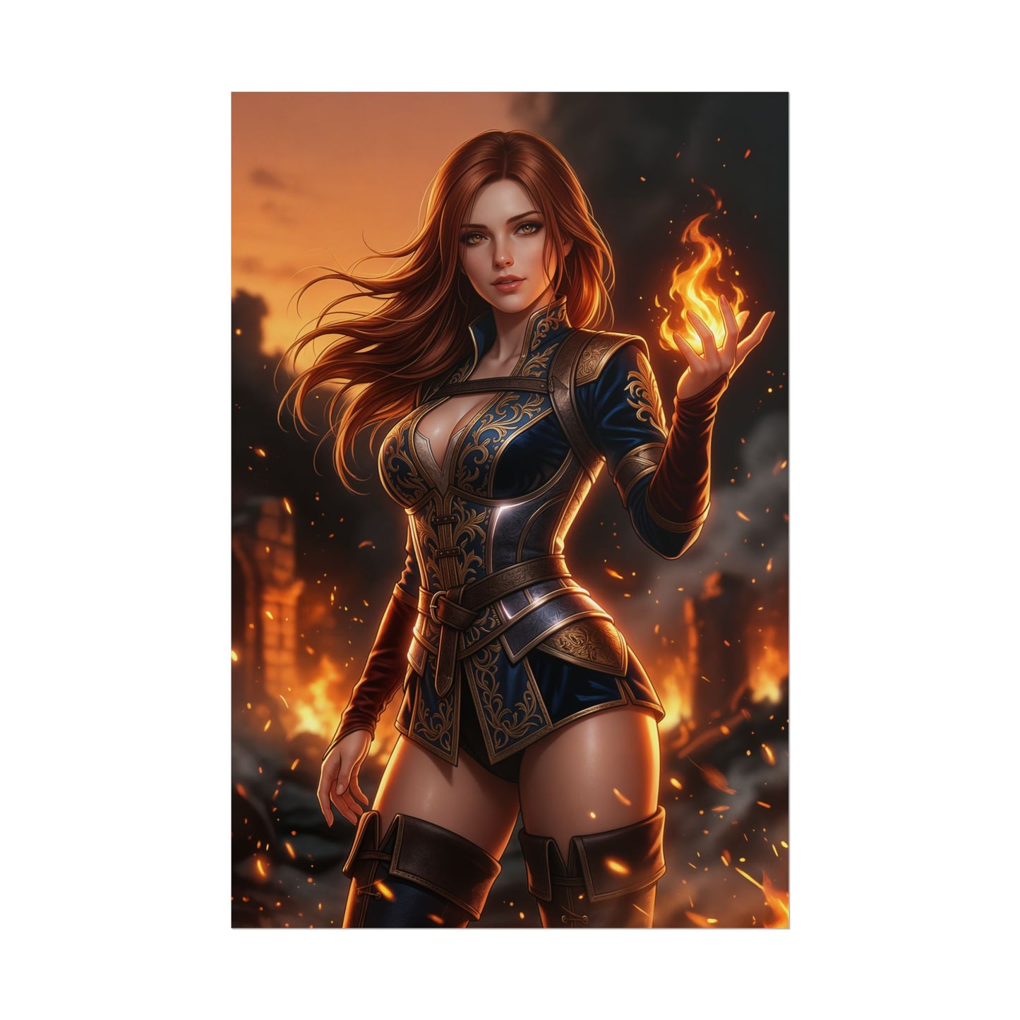 Triss Merigold Witcher Poster Fantasy RPG Wall Art Red Hair Sorceress Print Magic Woman Decor Gamer Room Gift