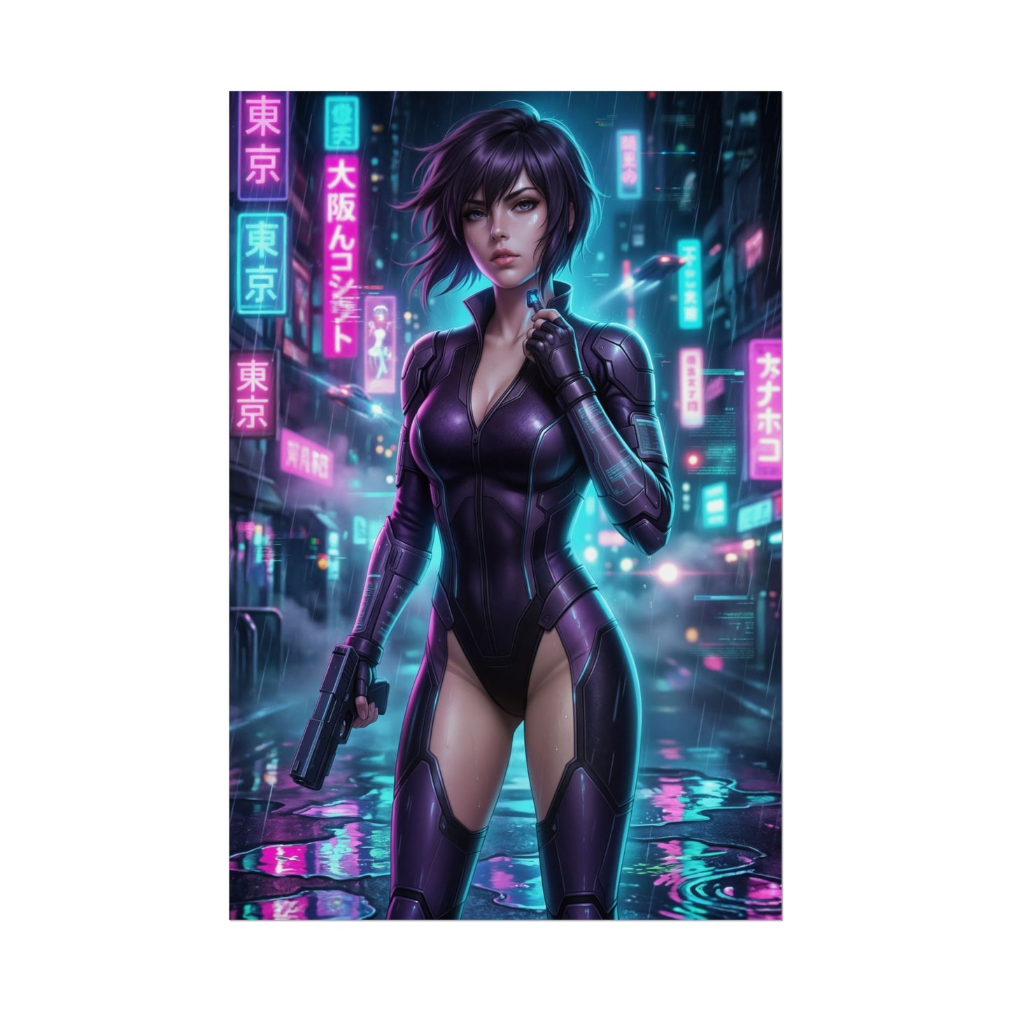 Motoko Kusanagi Ghost in the Shell Poster Cyberpunk Anime Woman Wall Art Sci Fi Girl Print Futuristic Character Gaming Room Decor Gift