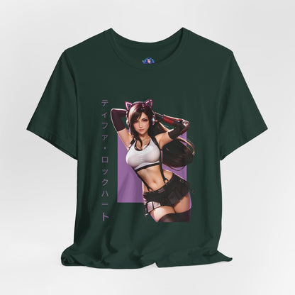 Tifa Lockhart Grafik-T-Shirt | Final Fantasy VII T-Shirt für Anime-Fans | Sexy Kämpferinnen-Shirt