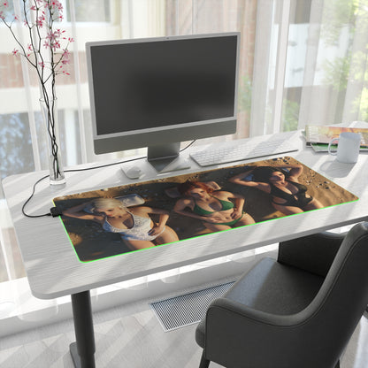 Ciri, Triss Merigold & Yennefer Desk Mat – LED RGB Pad featuring trio sorceresses on smooth precision-cloth gaming mat with green LED edge