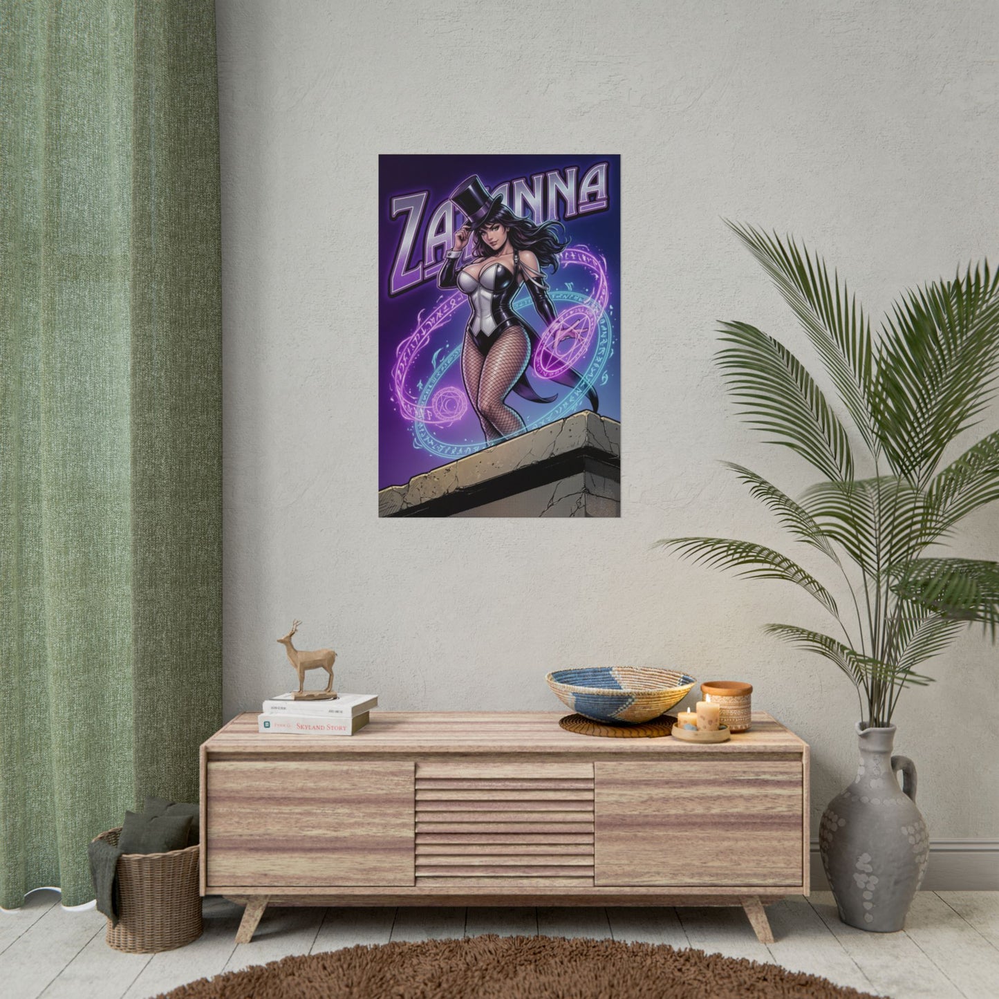 Zatanna Poster / Zatanna Wall Art / Zatanna Art Print / DC Comics Poster - elegant sorceress with glowing mystical energy and arcane symbols