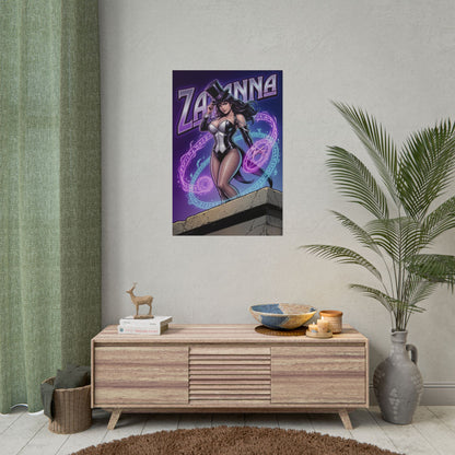 Zatanna Poster / Zatanna Wall Art / Zatanna Art Print / DC Comics Poster - elegant sorceress with glowing mystical energy and arcane symbols