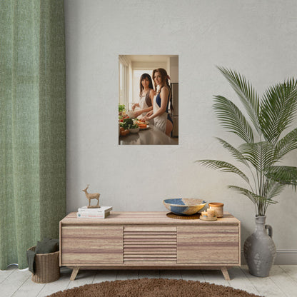 Tifa and Aerith Final Fantasy Poster – Iconic RPG Heroines Wall Art on living room wall, ultra-high resolution fan art