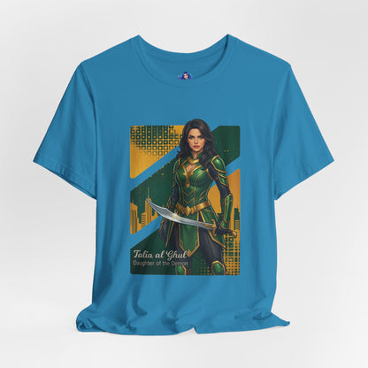 Talia al Ghul T-Shirt | DC Comics Anime Tee for Gamers & Comic Fans - anime-style Talia with sword on Bella Canvas tee