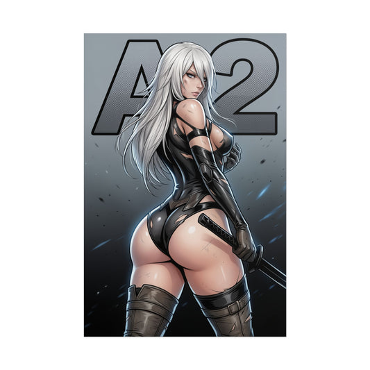 A2 Nier Automata Art Print, Sci Fi Action Poster, Android Warrior Girl Wall Decor, Gaming Room Art, Gamer Gift