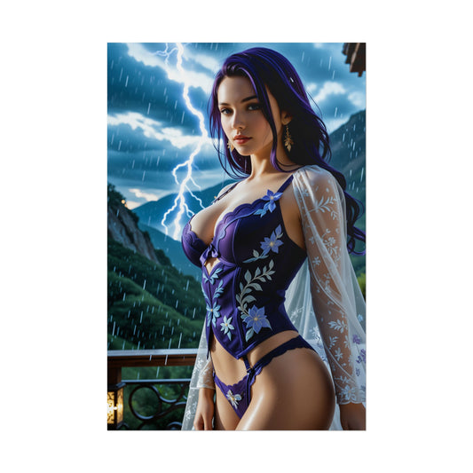 Raiden Shogun Poster – Genshin Impact Fantasy Wandkunstdruck, Otaku Deko