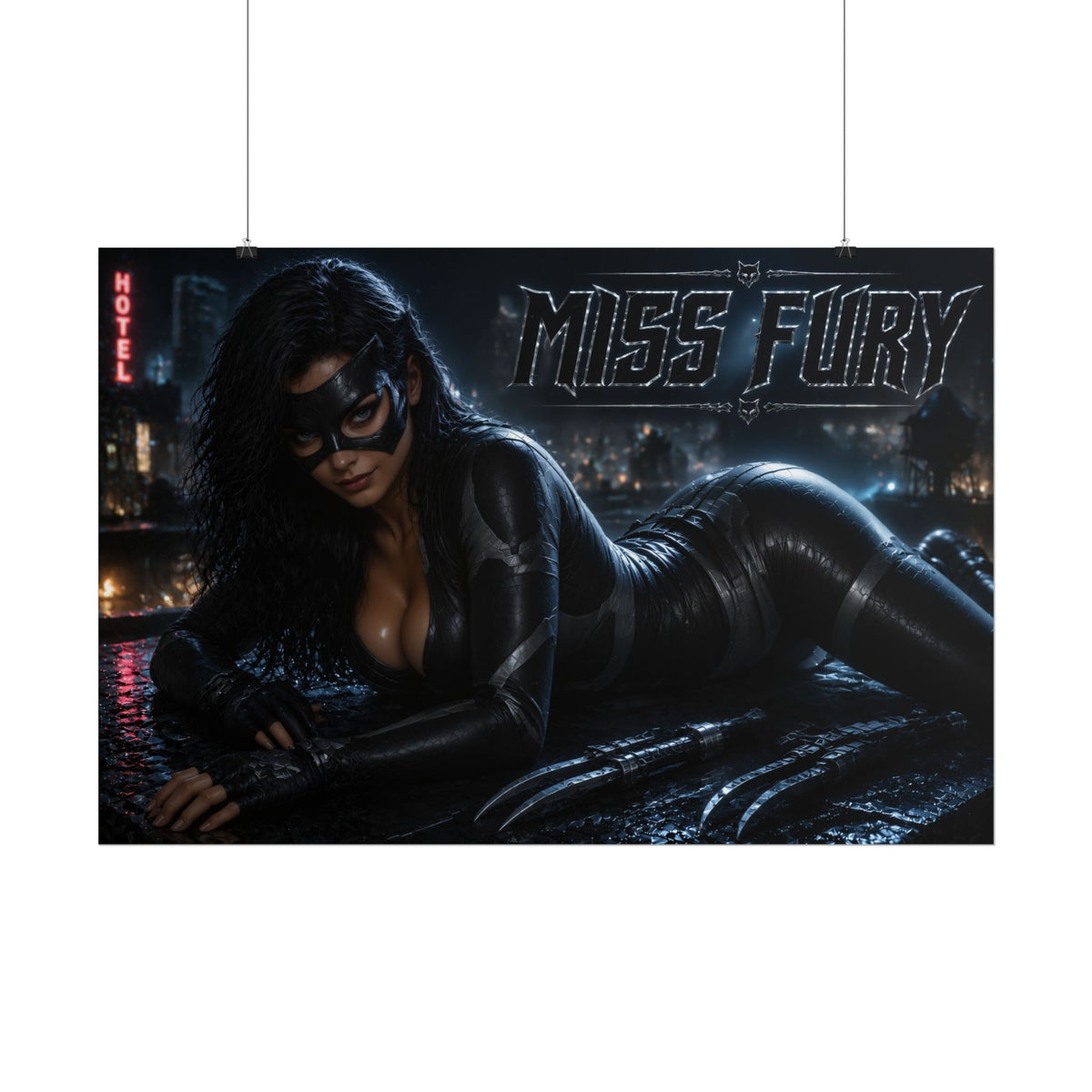 Comic Wall Art Miss Fury Poster Heroine Room Decor Collectible Character Print