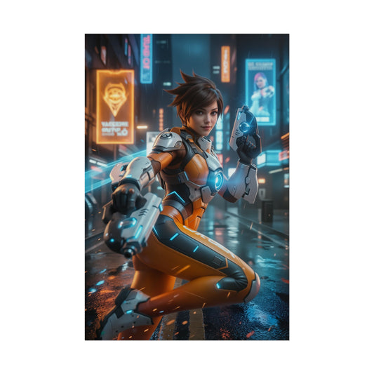 Tracer Overwatch Poster, Overwatch Wall Art Print, Gamer Girl Decor, Esports Wall Art, Gaming Room Poster