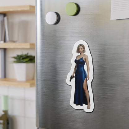 Grace Ashcroft Magnet, Resident Evil Fridge Magnet, Gaming Room Decor - anime-style character magnet on stainless fridge