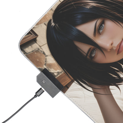 Килимок для столу Mikasa Ackerman – світлодіодний RGB-підсвітлювальний килимок, ігрова конфігурація для дівчат з аніме Waifu