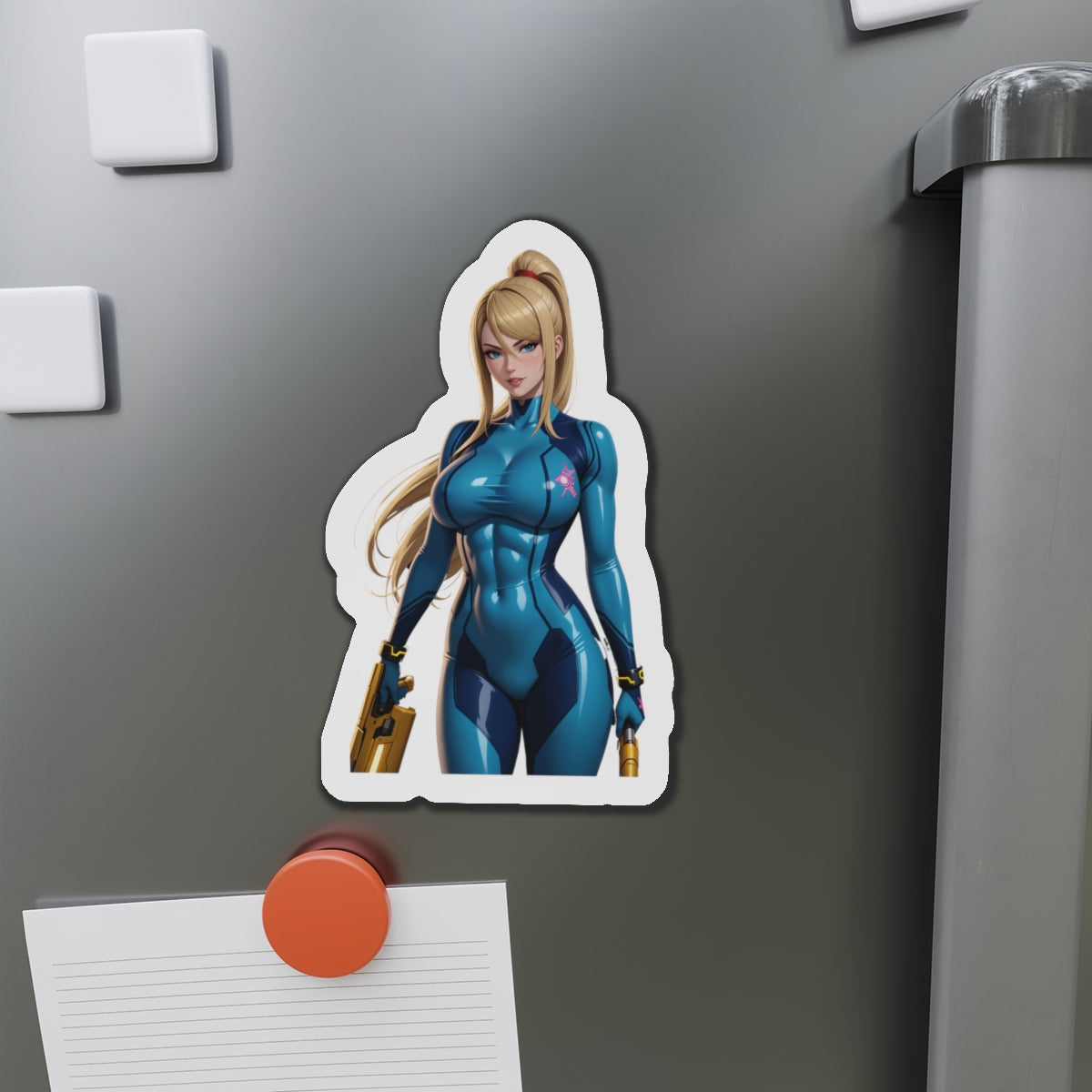 Samus Aran Magnet – Anime-Weltraumjäger-Kühlschrankmagnet, Dekoration fürs Gaming-Zimmer