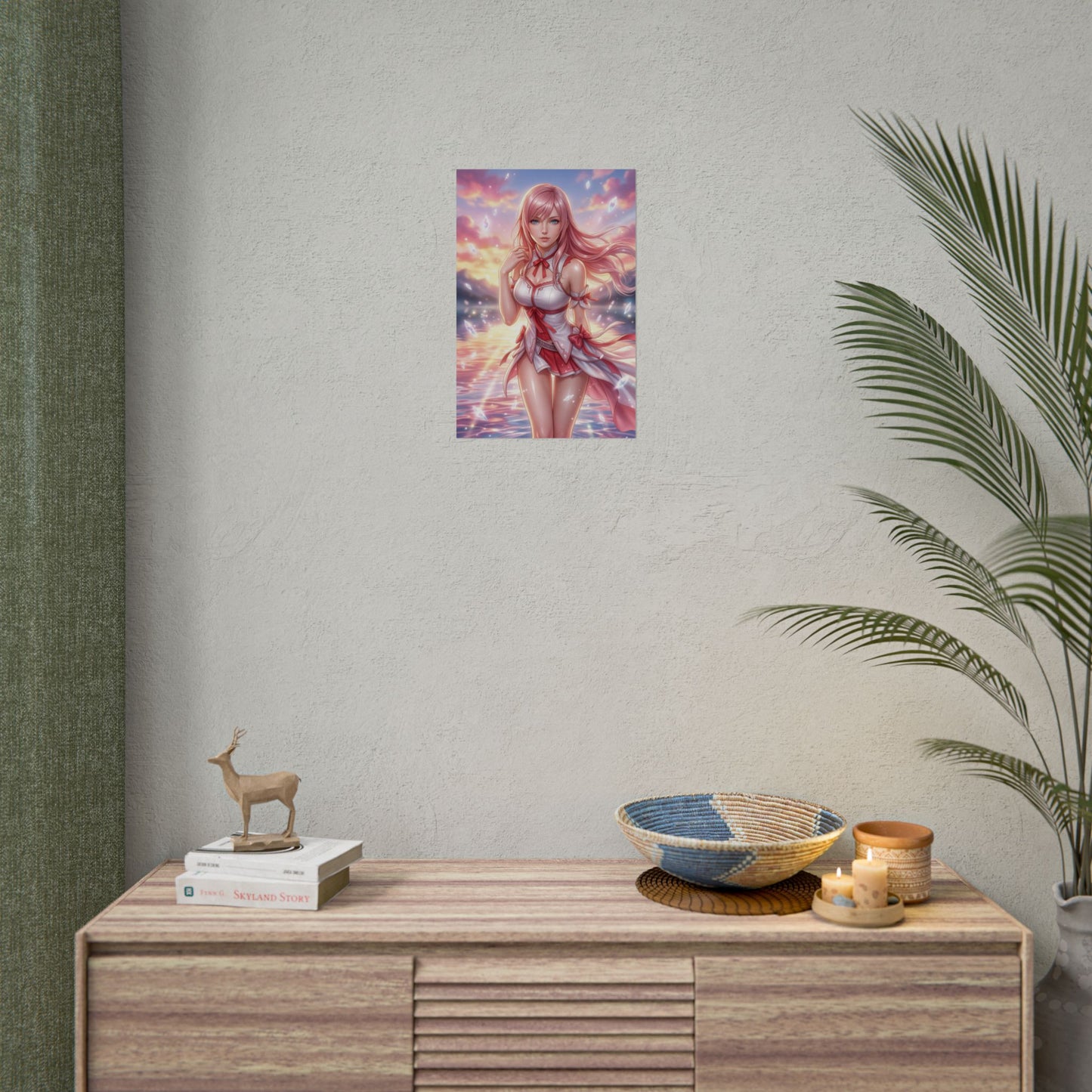 Serah Farron Final Fantasy XIII Poster Anime RPG Wandkunst Fantasy Frau Druck Pinke Haare Mädchen Gaming Zimmer Deko Geschenk