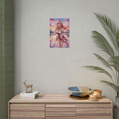 Serah Farron Final Fantasy XIII Poster Anime RPG Wandkunst Fantasy Frau Druck Pinke Haare Mädchen Gaming Zimmer Deko Geschenk