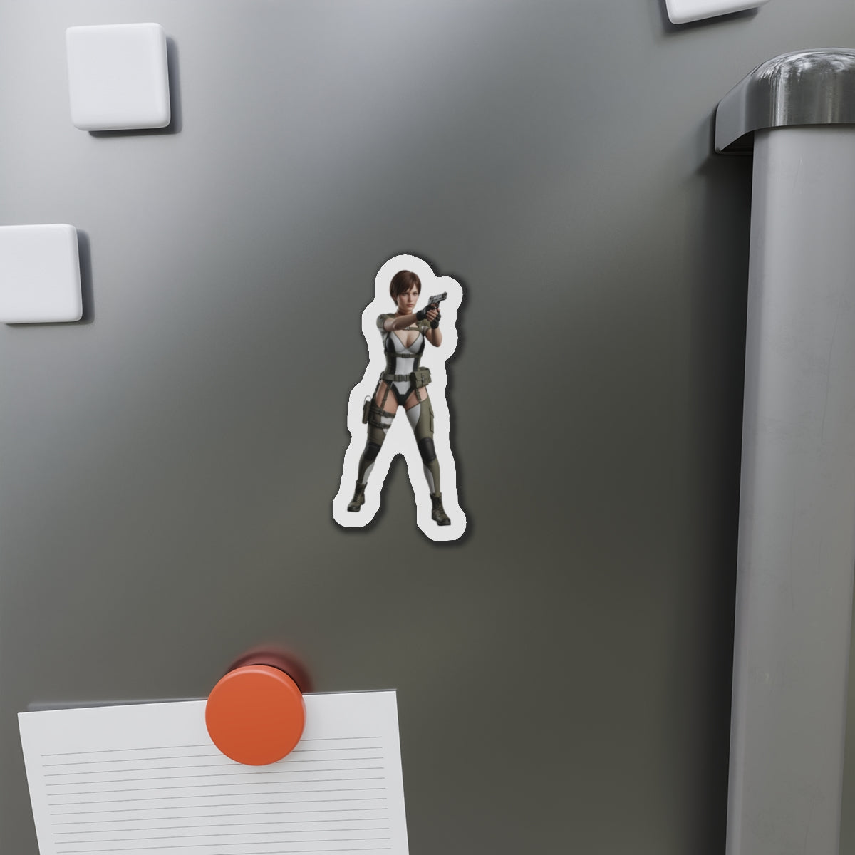 Rebecca Chambers Magnet – Resident Evil Heroine Fridge Magnet, Game Decor — die-cut vinyl anime-style fridge magnet of Rebecca Chambers