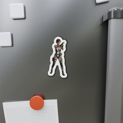 Rebecca Chambers Magnet – Resident Evil Heroine Fridge Magnet, Game Decor — die-cut vinyl anime-style fridge magnet of Rebecca Chambers