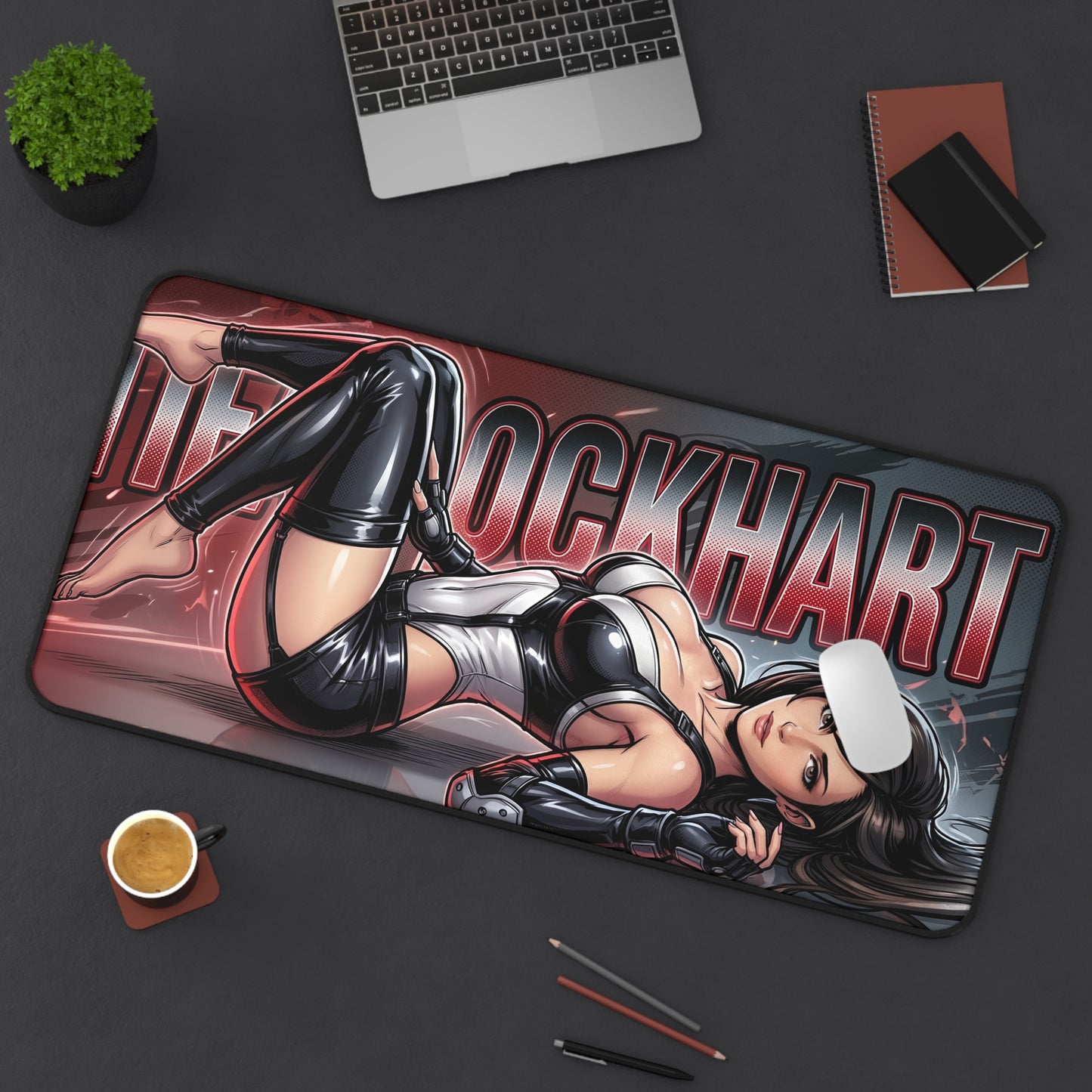 Tifa Lockhart Desk Mat, Final Fantasy Mouse Pad, Gaming Setup Desk Decor — reclining Tifa artwork on large non-slip gaming desk mat