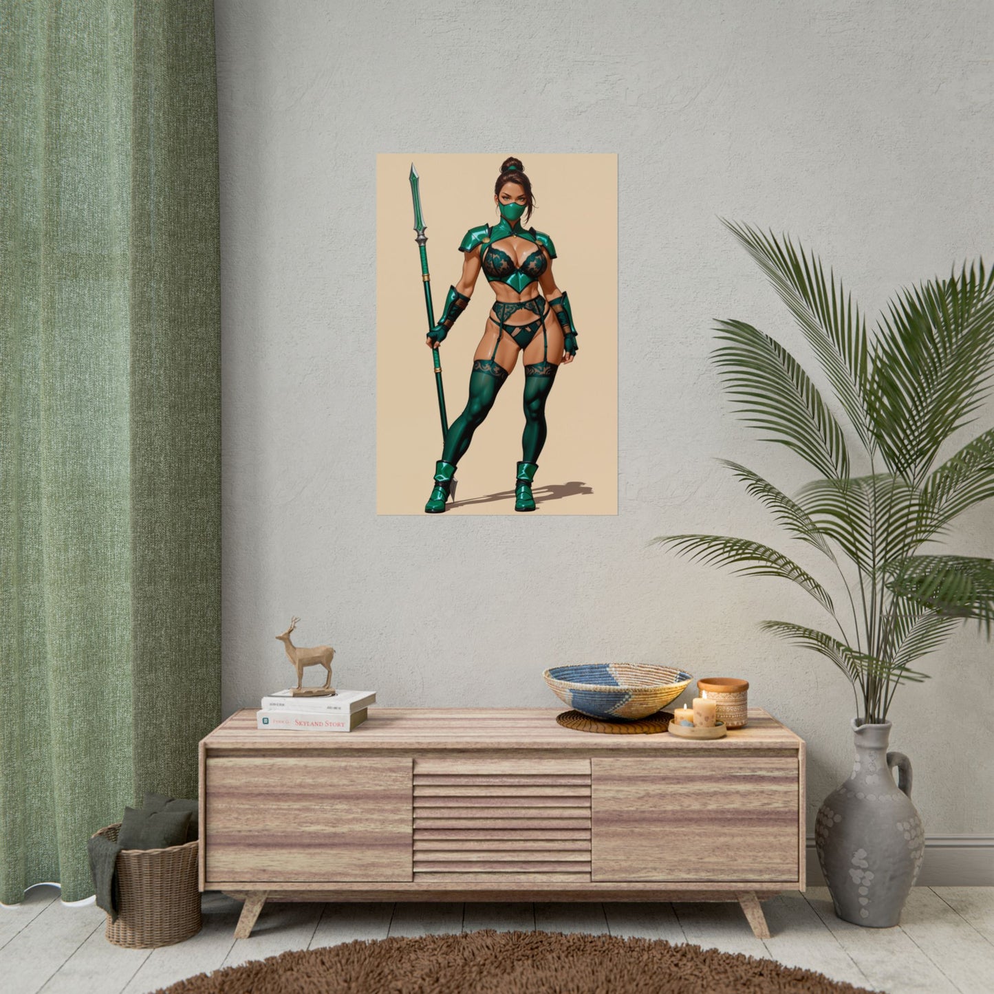 Jade-Poster, Mortal Kombat Anime-Mädchen-Kunstdruck, Waifu-Kämpferin-Wanddeko