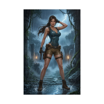 Lara Croft Tomb Raider Poster Action Heroine Wall Art Adventure Woman Print Explorer Character Gaming Room Decor Gift