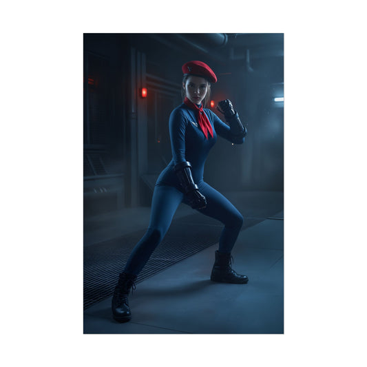 Juli Poster, Street Fighter Art Print – Iconic Fighting Game Heroine in dynamic combat pose, ultra-high resolution semi-gloss poster for gaming rooms and collectors