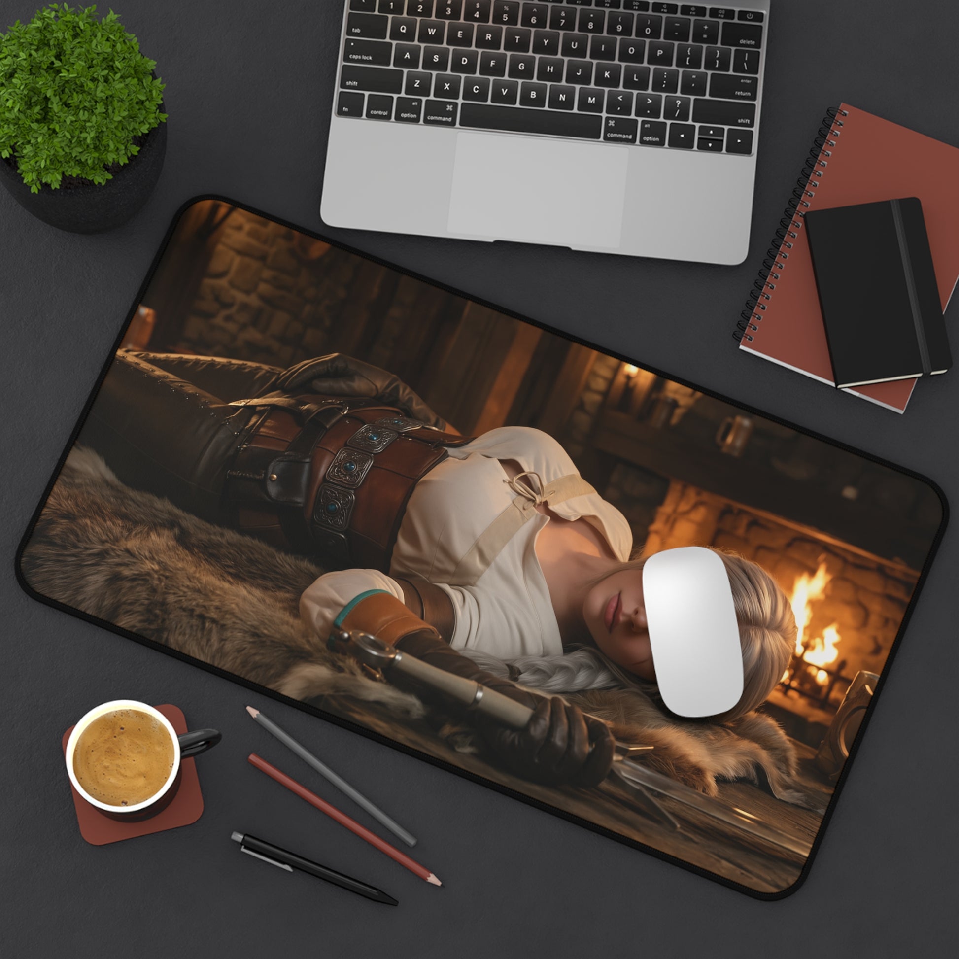 Ciri Gaming Mouse Pad, Witcher Desk Mat, Fantasy Heroine Gaming Setup — high‑def Ciri artwork on large gaming desk mat for epic fantasy setups
