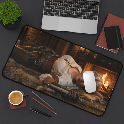 Ciri Gaming Mouse Pad, Witcher Desk Mat, Fantasy Heroine Gaming Setup — high‑def Ciri artwork on large gaming desk mat for epic fantasy setups