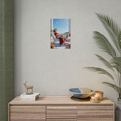Boa Hancock Poster, One Piece Art Print – Anime Heroine Wall Art framed on modern gamer room wall with tropical decor