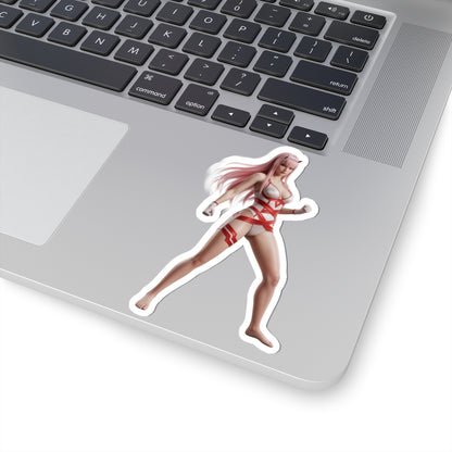 Zero Two Sticker – Anime Character Vinyl Sticker for Laptops & Indoor Decor on laptop: glossy durable vinyl, vibrant anime artwork