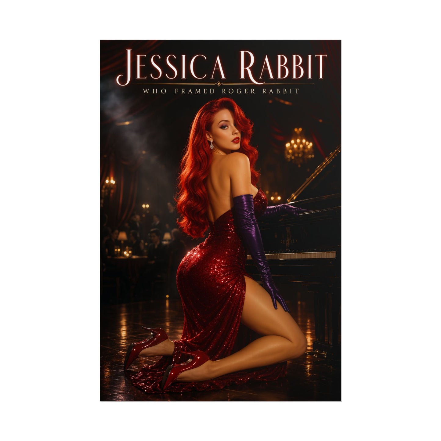 Jessica Rabbit Poster, Cartoon Wall Art, Pin Up Print, Retro Decor