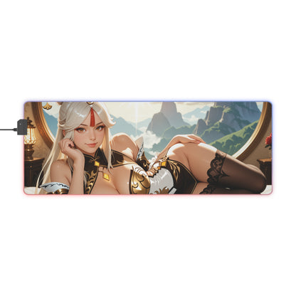 Ningguang Desk Mat – LED RGB Pad, Waifu Anime Girl Gaming Setup