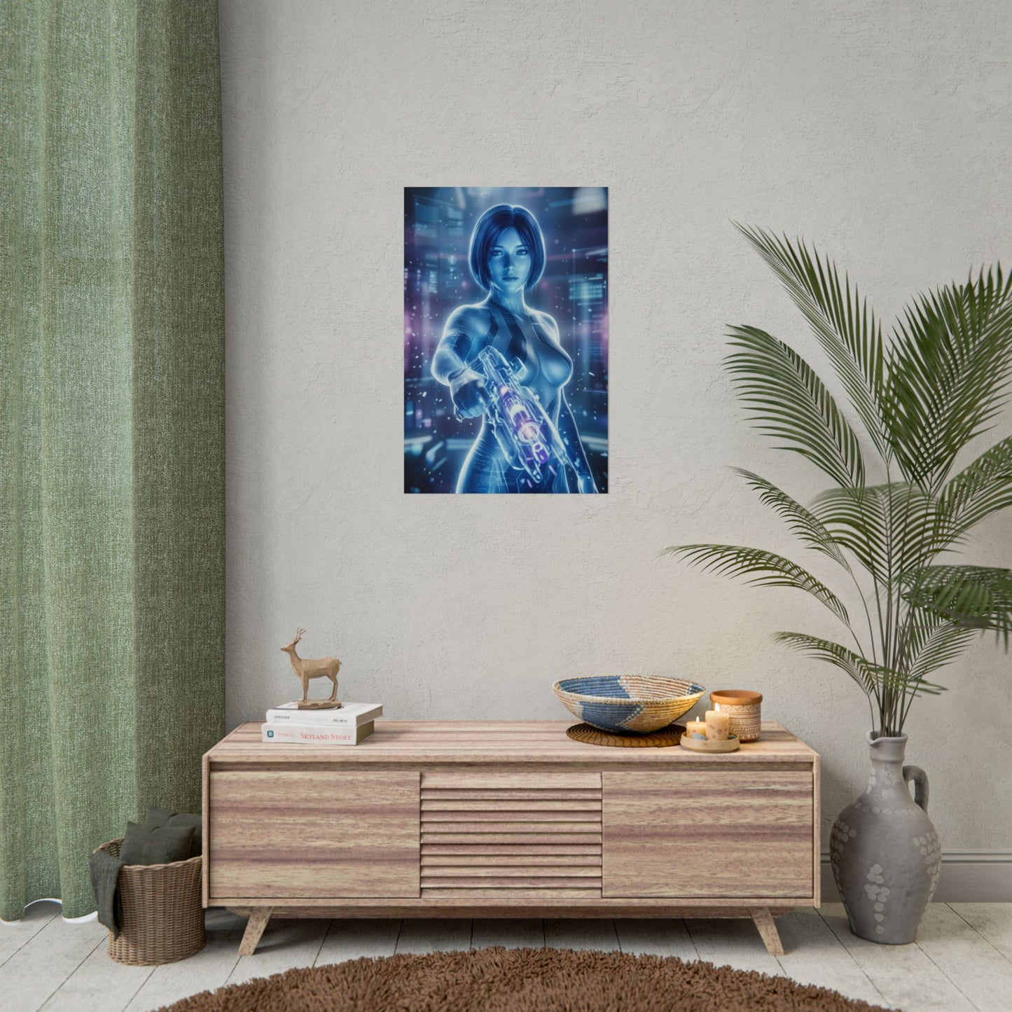 Cortana Halo Poster, Halo Wall Art Print, Sci Fi AI Woman Decor, Gaming Room Wall Art, Gamer Gift Idea