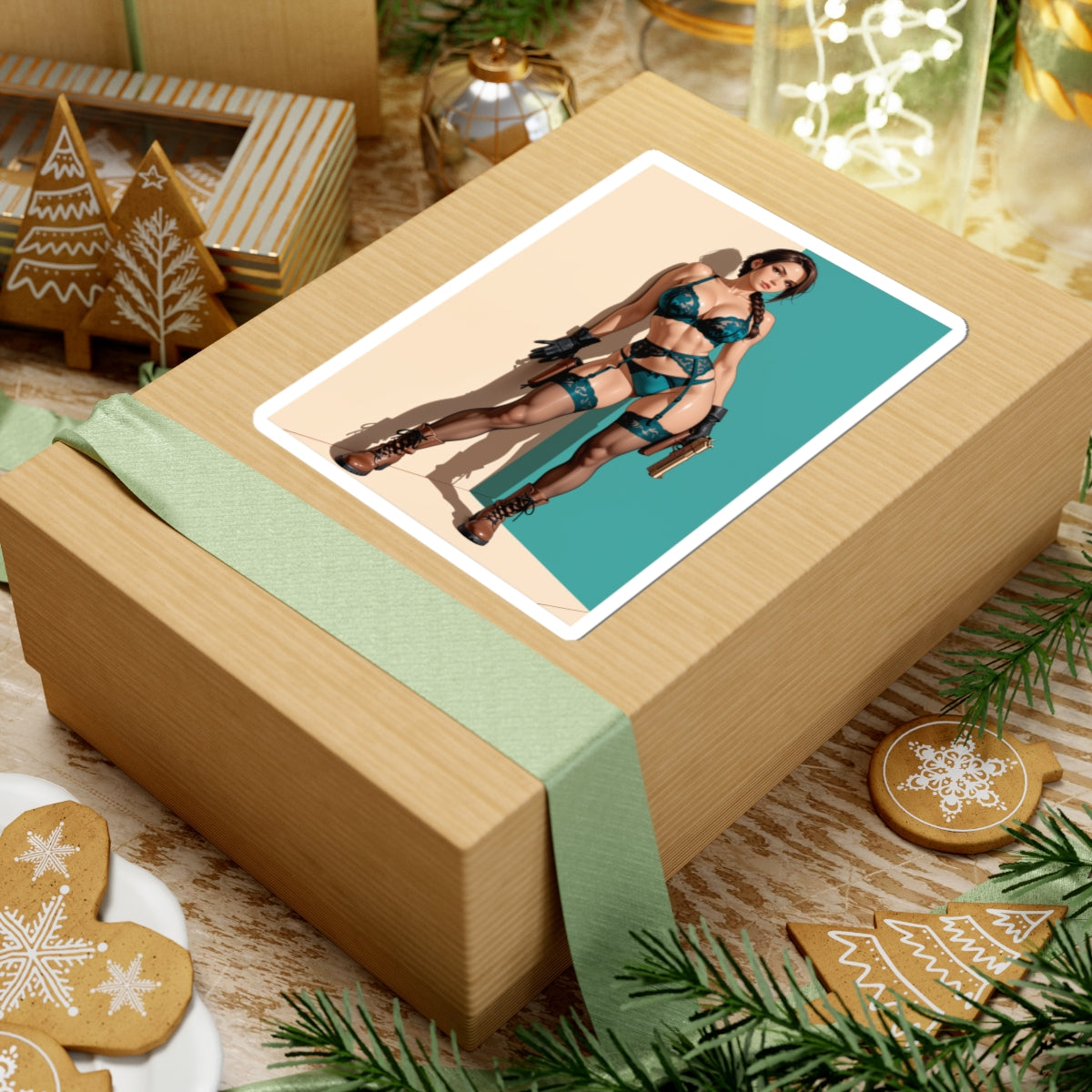 Наклейка Лара Крофт – вінілова наклейка дівчини-дослідниці для ноутбуків та використання в приміщенні