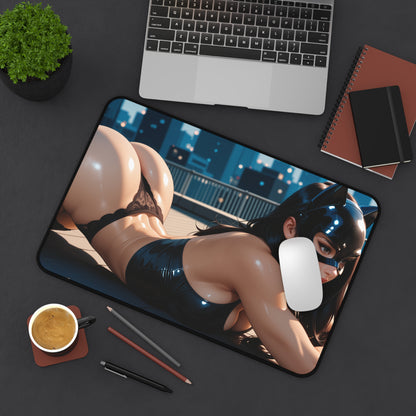 Catwoman Gaming Mouse Pad, Superhero Desk Mat, Comic Villain Girl Gaming Setup