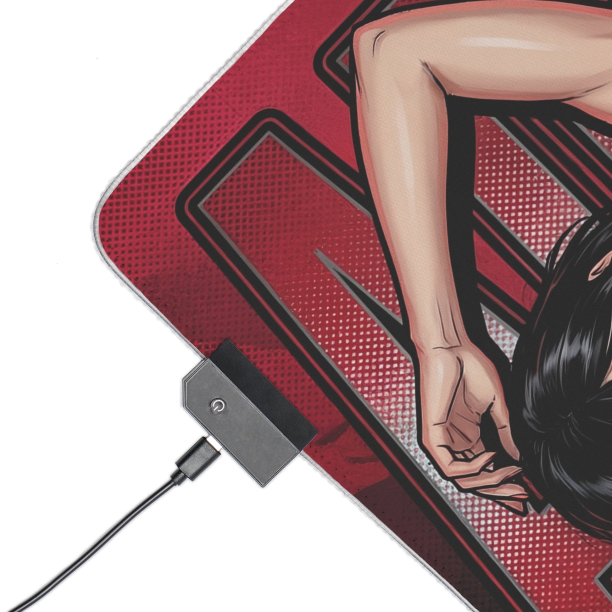 Ada Wong RGB Desk Mat, Resident Evil Gaming Mouse Pad, LED Desk Mat for Gamer Setup featuring red tactical artwork, USB RGB controller