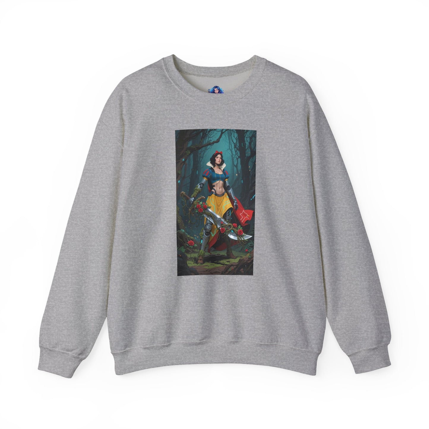 Cyber Snow White Sweatshirt, Futuristic Fairy Tale Crewneck, Stylish Gaming Streetwear for Fans