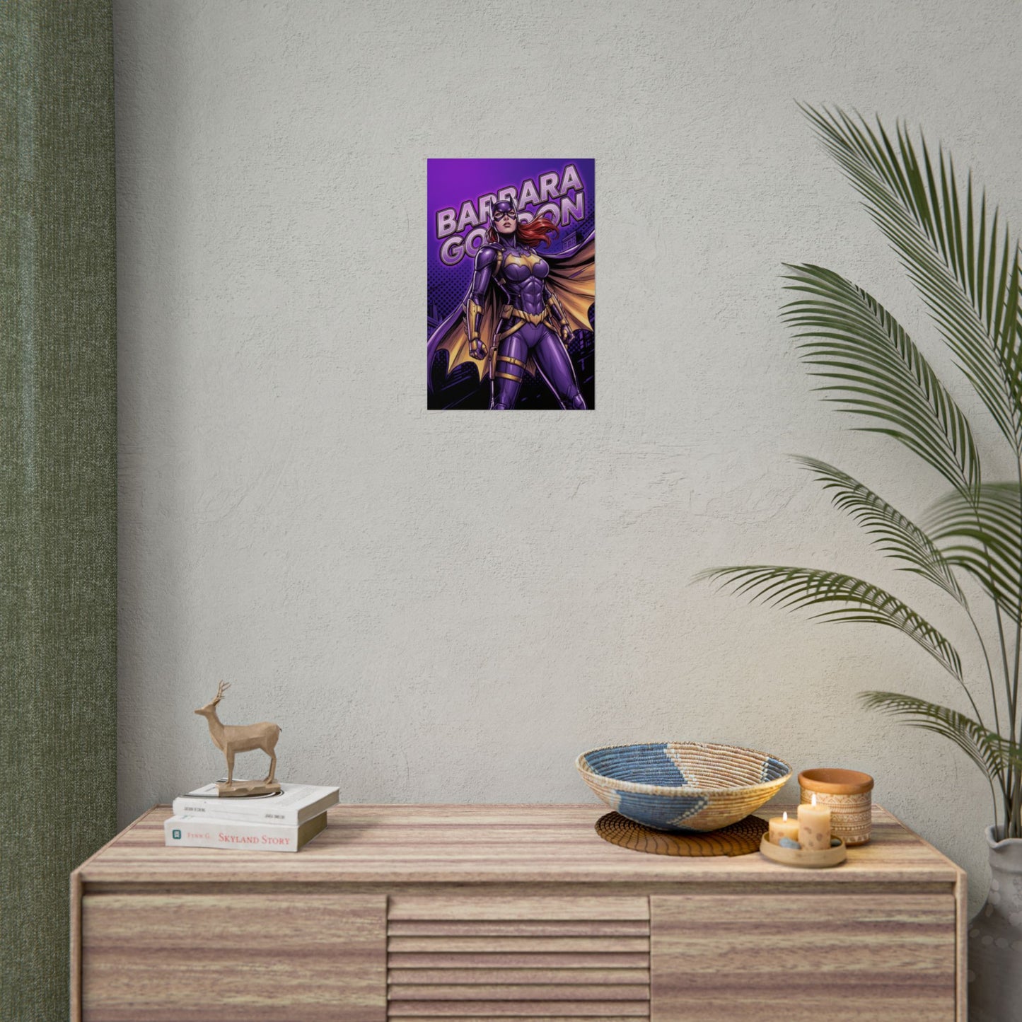 Batgirl Poster / Batgirl Wall Art / Batgirl Art Print / DC Comics Poster - vibrant Batgirl wall art in purple, night-city scene perfect for DC superhero décor