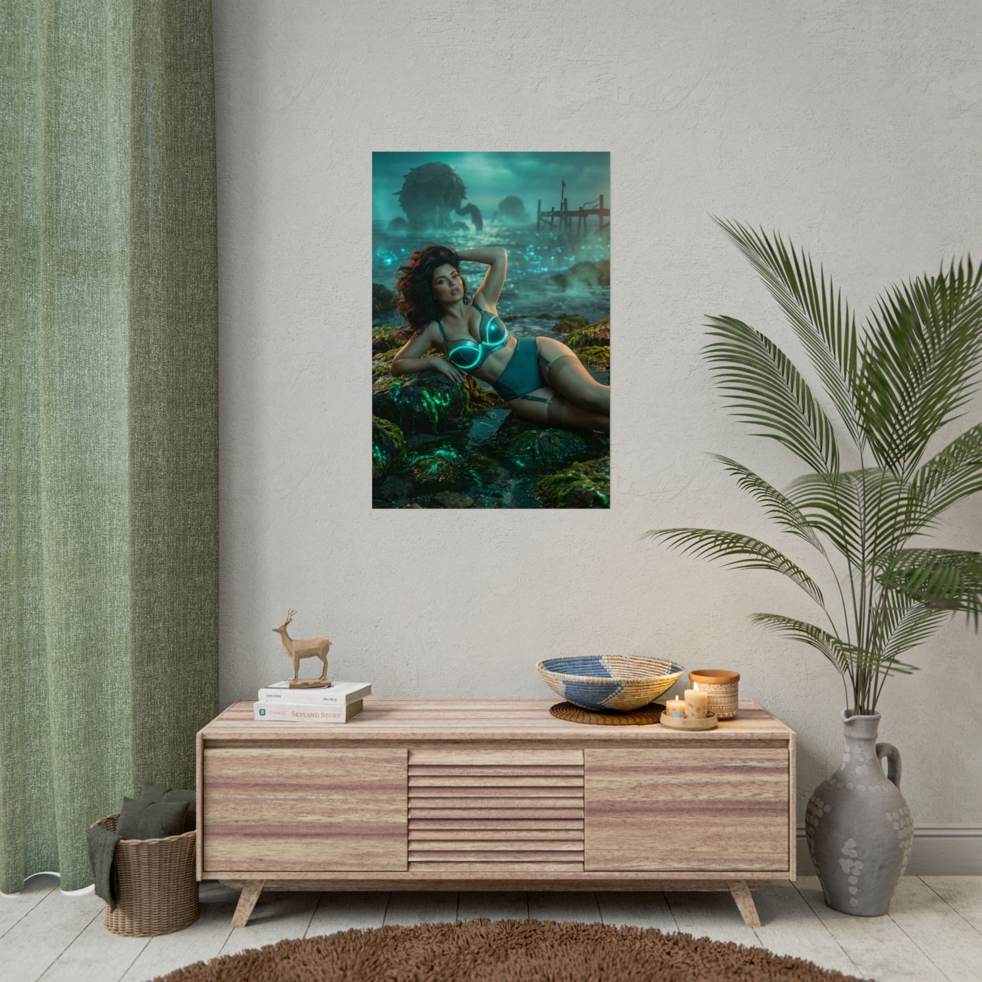 Fallout Seductive Woman Poster / Fallout Seductive Wall Art / Fallout Seductive Art Print / Fallout Poster - confident femme reclining in post-apocalyptic landscape