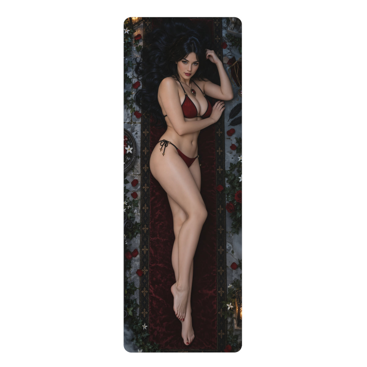 Vampirella Yoga Pilates Mat Non Slip Fitness Workout Mat 24x72